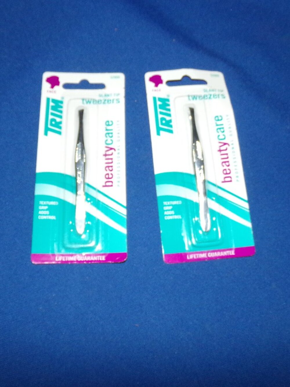 New! Set of 2 TRIM Professional Quality Beauty Care Slant Tip Tweezers